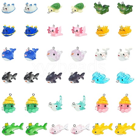 36Pcs 18 Styles Ocean Theme Resin Pendants RESI-SZ0003-22-1