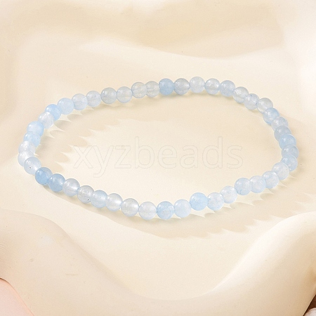 4mm Round Natural Aquamarine Beads Bracelet for Men KG3069-23-1