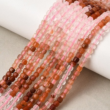 Gradient Natural Red Rabbit Hair Rutilated Quartz & Natural Rose Quartz Beads Strands GG-CBA4808-B02-02-1