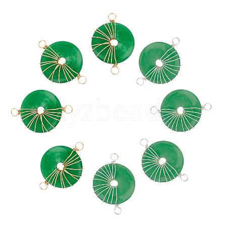 ARRICRAFT 8Pcs 2 Colors Natural Malaysia Jade Connector Charms FIND-AR0003-05-1