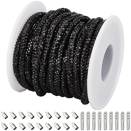 7.1 Yards Glass Rhinestone Synthetic Rubber Round Cord DIY-GF0013-74C-1