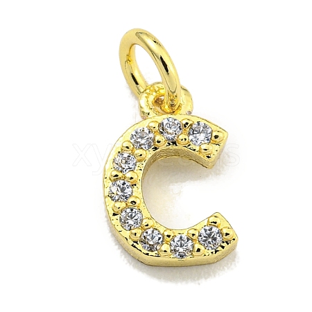 Letter Brass Micro Pave Clear Cubic Zirconia Pendants KK-K354-06G-C-1