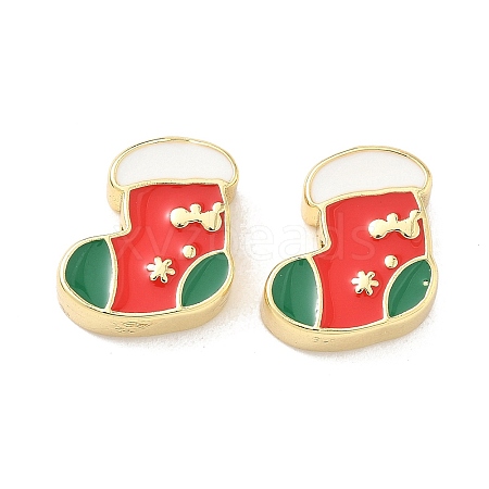 Christmas Brass Enamel Beads KK-I474-G25-1