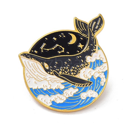 Whale with Sea Enamel Pin JEWB-C008-40G-1
