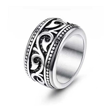 316 Titanium Steel Finger Ring with Enamel for Men PW-WG56139-01-1