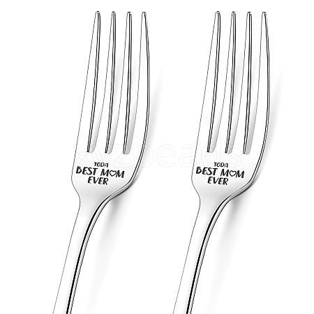 Globleland Word Pattern 304 Stainless Steel Fork AJEW-GL0001-17M-1