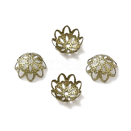 Ion Plating(IP) 304 Stainless Steel Flower Fancy Bead Caps STAS-G085-16AB-1