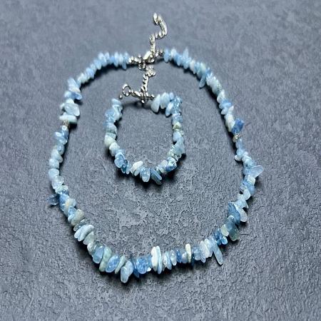 Natural Aquamarine Chip Beaded Necklaces for Women IW6789-29-1