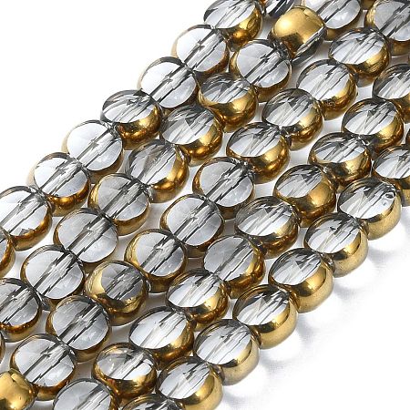 Half Plated Electroplate Transparent Glass Beads Strands X-EGLA-E060-02A-HP05-1