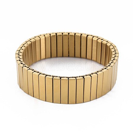 Ion Plating(IP) Stainless Steel Rectangle Stackable Stretch Bracelet BJEW-N017-027LG-1