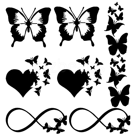 Gorgecraft  8 Sheets 4 Style Infinity Heart & Butterfly Laser Style Plastic Adhesive Car Stickers STIC-GF0001-05A-1