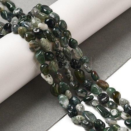 Natural Moss Agate Beads Strands G-L608-A03-01-1