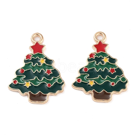 Christmas Theme Barrel Plating Alloy Enamel Pendants PALLOY-S192-01KCG-02-1