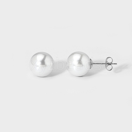 Elegant Titanium Steel Imitation Pearl Stud Earrings NB5919-11-1