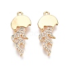 Brass Micro Pave Clear Cubic Zirconia Pnedants KK-C005-13G-2