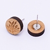 Natural Wood Stud Earrings EJEW-WH0005-03D-2