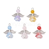 Pearlized Glass Pearl Bead Pendants PALLOY-JF03205-03-1