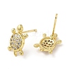 Rack Plating Brass Tortoise Stud Earrings with Cubic Zirconia EJEW-D061-43G-2