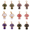 12Pcs 6 Styles Natural & Synthetic Mixed Stone Copper Wire Wrapped Pendants FIND-FH0006-26-1