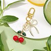 Alloy Enamel Cherry Pendant Decorations HJEW-JM02681-2