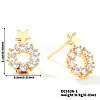 Brass Rhinestone Stud Earrings for Women HV1231-2-1