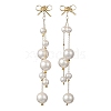 Shell Pearl Round Beaded Tassel Earrings EJEW-TA00816-3