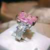 Brass Rhinestone Finger Rings for Women WG7E028-01-4