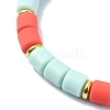 Polymer Clay Column Beaded Stretch Bracelets BJEW-JB09782-03-4
