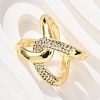 Brass Micro Pave Clear Cubic Zirconia Cuff Rings RJEW-C120-23G-3