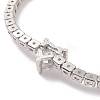 Clear Cubic Zirconia Tennis Bracelet with Heart BJEW-E015-03P-3