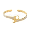 304 Stainless Steel Enamel Spanner Shaped Open Cuff Bangles for Women BJEW-M316-06G-2