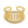 Rack Plating Brass Micro Pave Cubic Zirconia Wide Open Cuff Ring for Women RJEW-C082-04G-2