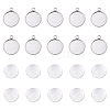 304 Stainless Steel Pendant Cabochon Settings and Clear Half Round Glass Cabochon STAS-X0017-12P-16mm-1