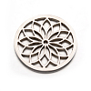 Flat Round with Flower 304 Stainless Steel Beads STAS-F079-04P-1