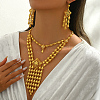 Vintage Luxury Alloy Rhombus Tassel Necklaces & Earrings Sets for Women's Party Wedding TD7149-4