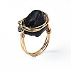 Irregular Raw Natural Gemstone Braided Finger Ring G-S359-378-4