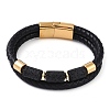 Natural Lava Rock Bead Leather Cord Multi-strand Bracelets BJEW-A009-05G-7