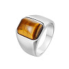 Rectangle Natural Tiger Eye Finger Ring FIND-PW0021-07B-01-1