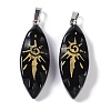 Natural Obsidian Gold Sun Pattern Pendants G-L524-14P-02-1