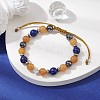 Natural Red Aventurine & Lapis Lazuli & Brass Heart Braided Bead Bracelet BJEW-JB09703-01-2
