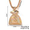 Shiny Hip-hop Style Brass Crystal Rhinestone Dollar Money Bag Pendant Box Chain Necklaces EW6640-2-1