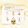 304 Stainless Steel Enamel Shoes Skull Heart Pumpkin Pendant & Necklaces & Bracelets Sets SJEW-Q002-01G-1