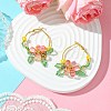 Woven Glass Flower Huggie Hoop Earring EJEW-MZ00235-03-2