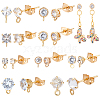   18Pcs 9 Style Brass Micro Pave Clear Cubic Zirconia Stud Earring Findings ZIRC-PH0001-26-1