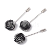 Resin Glitter Flower Brass Stick Lapel Pins JEWB-BR00170-03-1