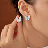 Elegant French Style Brass Pave Clear Cubic Zirconia Butterfly Stud Earrings CZ6103-1