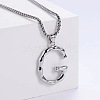 3Pcs Stainless Steel Textured Letter Pendant Box Chain Necklaces LW4134-33-1