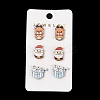 Wood Stud Steel Needle Earrings EJEW-U016-04P-02-1