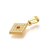 Ion Plating(IP) 304 Stainless Steel Micro Pave Cubic Zirconia Pendants STAS-H228-04G-06-2