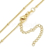 Brass Micro Pave Clear Cubic Zirconia Shield Pendant Satellite Chain Necklaces for Women NJEW-U015-05G-01-3